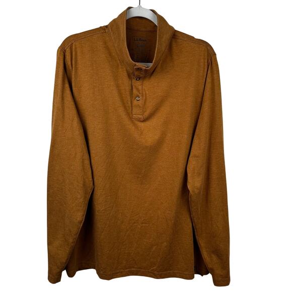 L.L. Bean Men's Shirt Allagash Henley Snap Pullover Coolmax Dark Mustard Sz XL - Picture 1 of 9